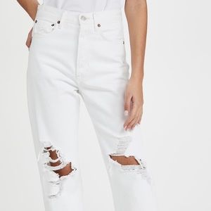 Agolde 90’s jean in flash white distressed button fly